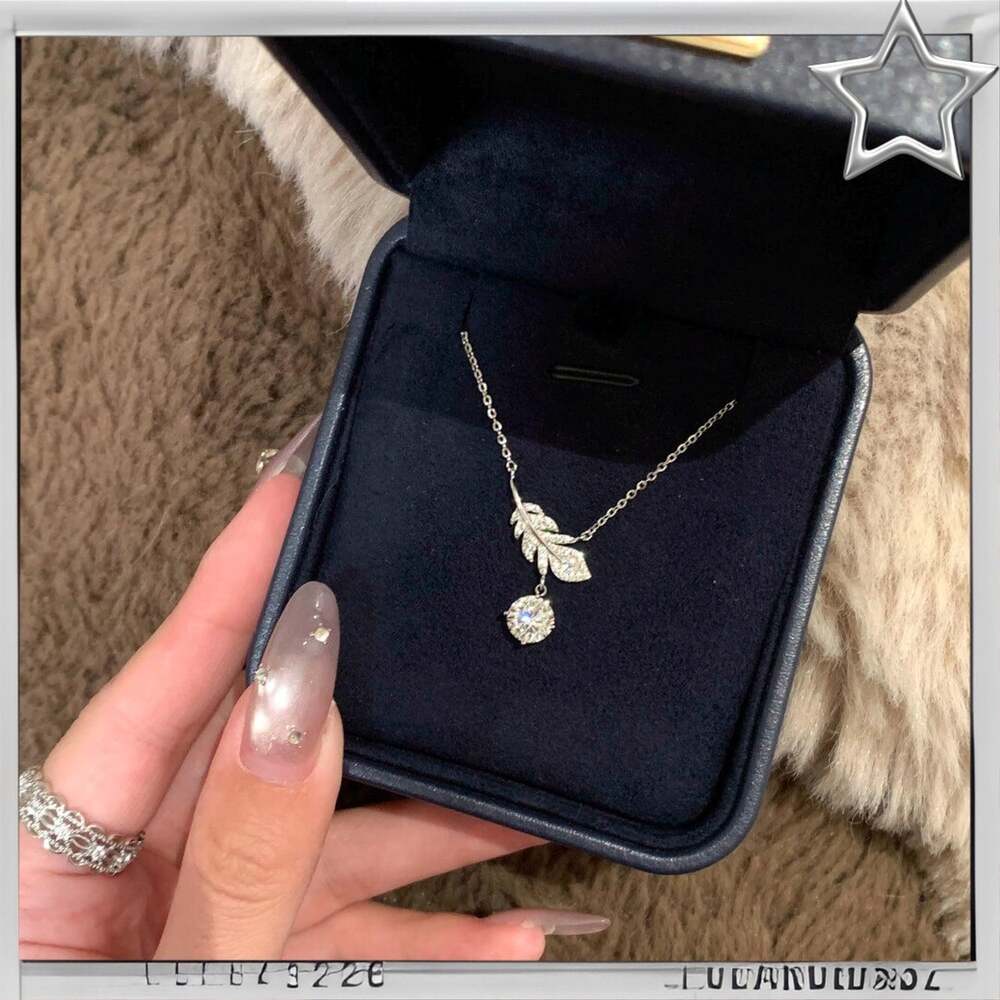 Love and Deepspace Sylus Necklace, S925 Silver Feather Zircon, 40+5Cm Otome Gift